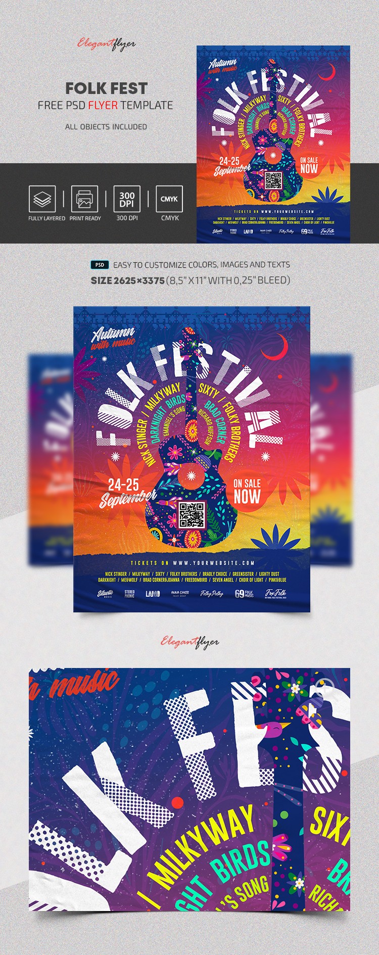 Plakat festiwalu folkowego by ElegantFlyer