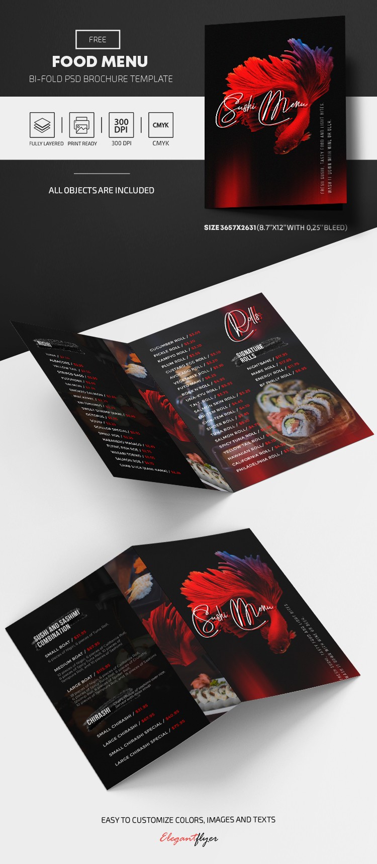 Menu alimentaire - Brochure pliée en deux. by ElegantFlyer