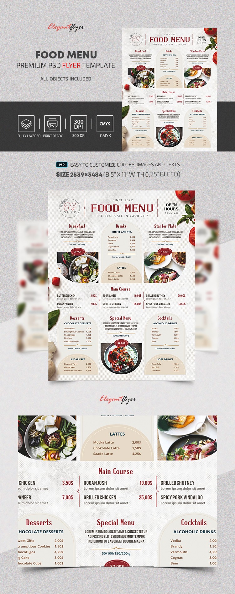 Elegant Food Menu Flyer by ElegantFlyer