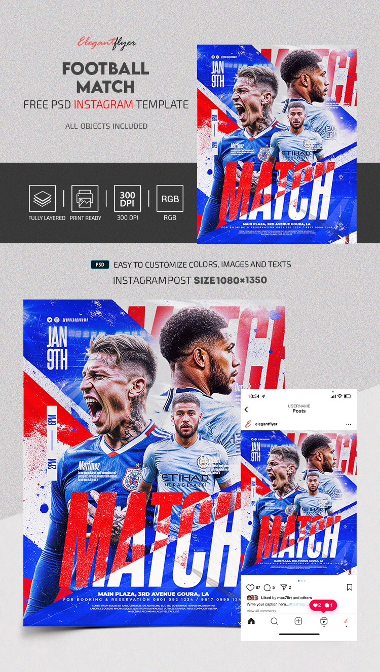 Football Match Instagram Post by ElegantFlyer
