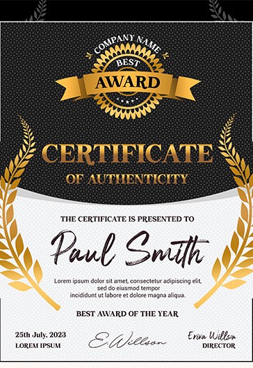 free certificate template psd