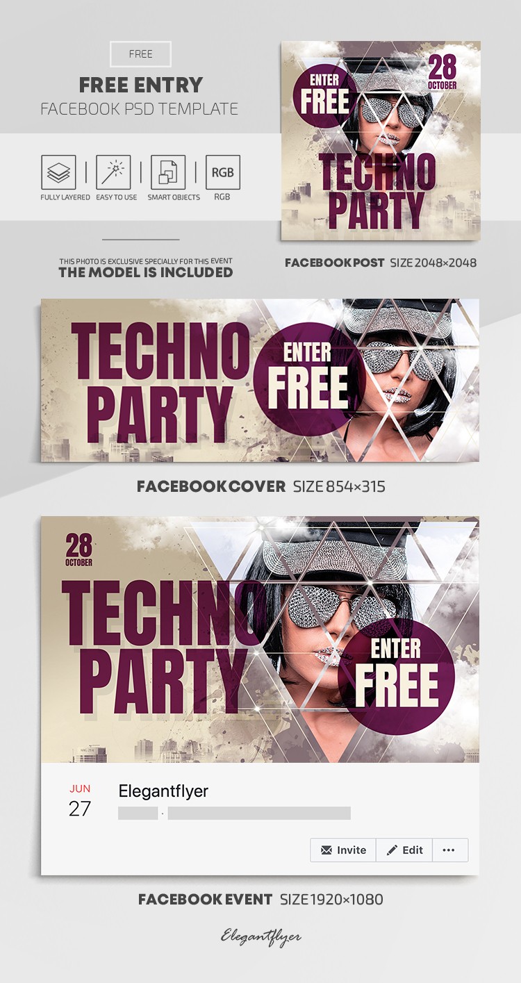 Techno Party Facebook by ElegantFlyer