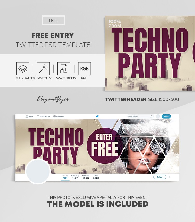Techno Party Twitter. by ElegantFlyer