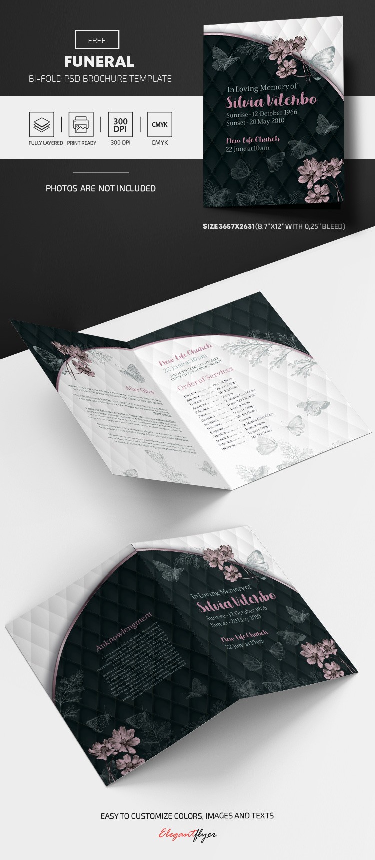 Darmowy szablon broszury pogrzebowej by ElegantFlyer
