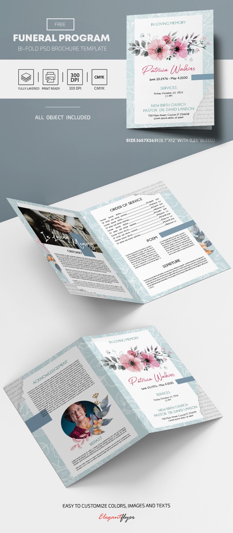 Programa de Funeral Bi-Fold by ElegantFlyer