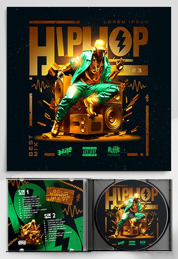 MUSIC ALBUM COVER ART HIP HOP POP WITH TRACK Template