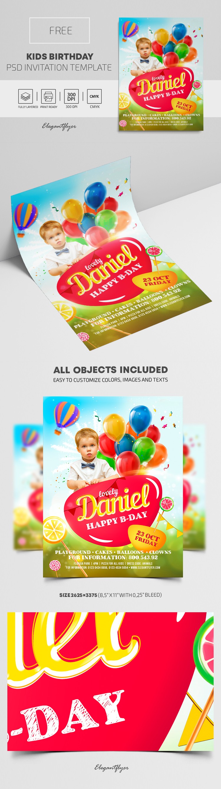 Invitación de cumpleaños para niños by ElegantFlyer