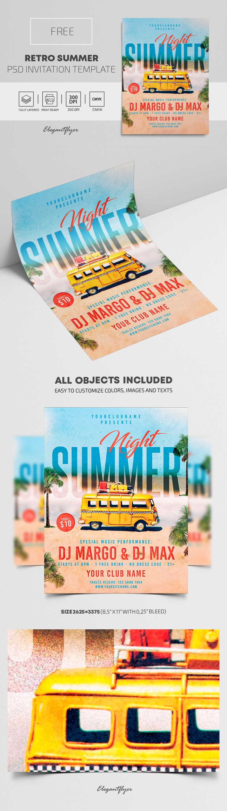 Retro Summer Invitation by ElegantFlyer
