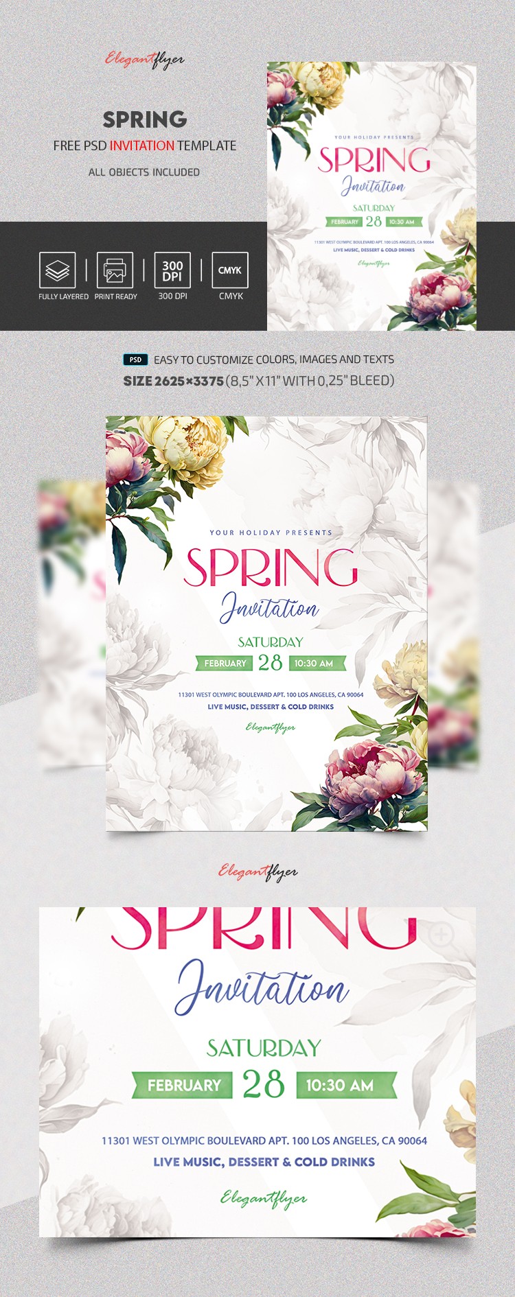 Free Spring Invitation PSD Template by ElegantFlyer
