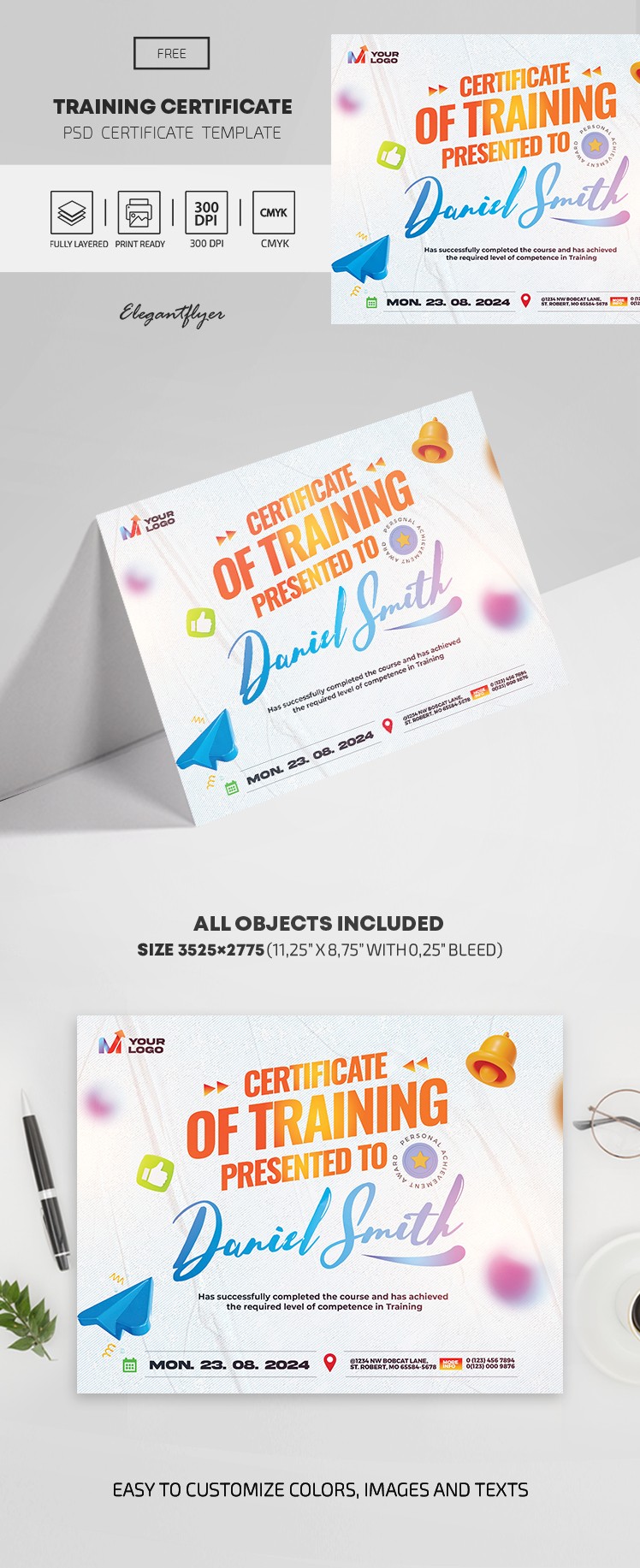 free certificate template psd