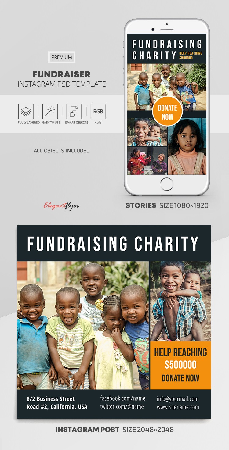 Campaña de recaudación de fondos en Instagram by ElegantFlyer