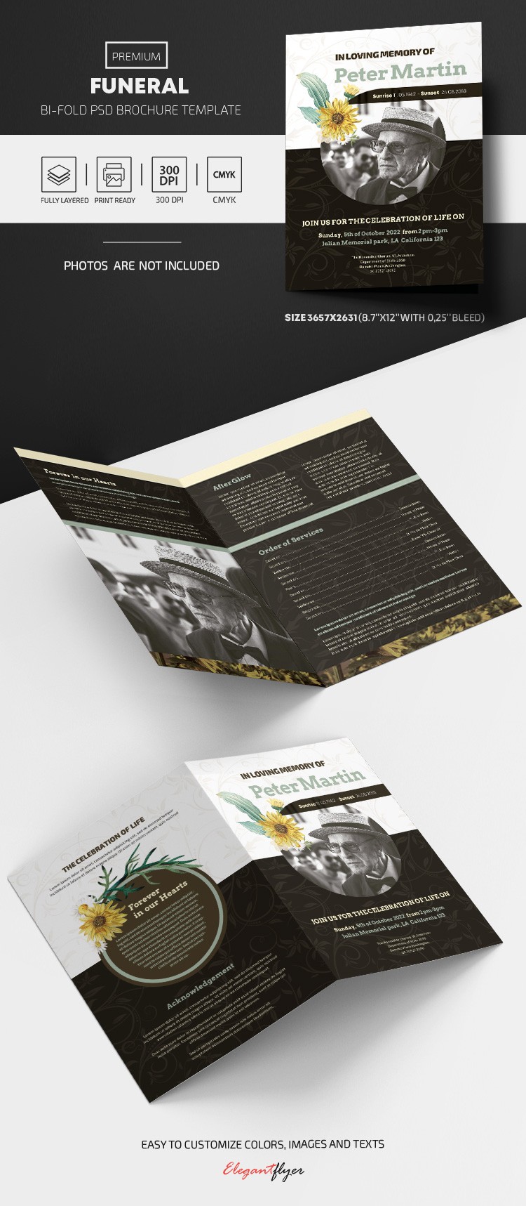 Brochure d'enterrement plié en deux. by ElegantFlyer