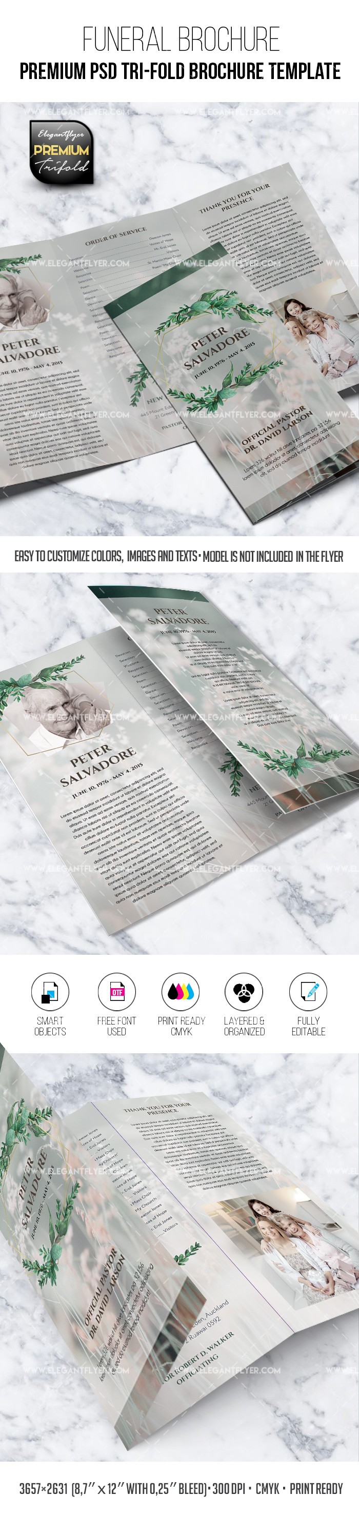 Funeral – Premium PSD Tri-Fold Brochure Template by ElegantFlyer