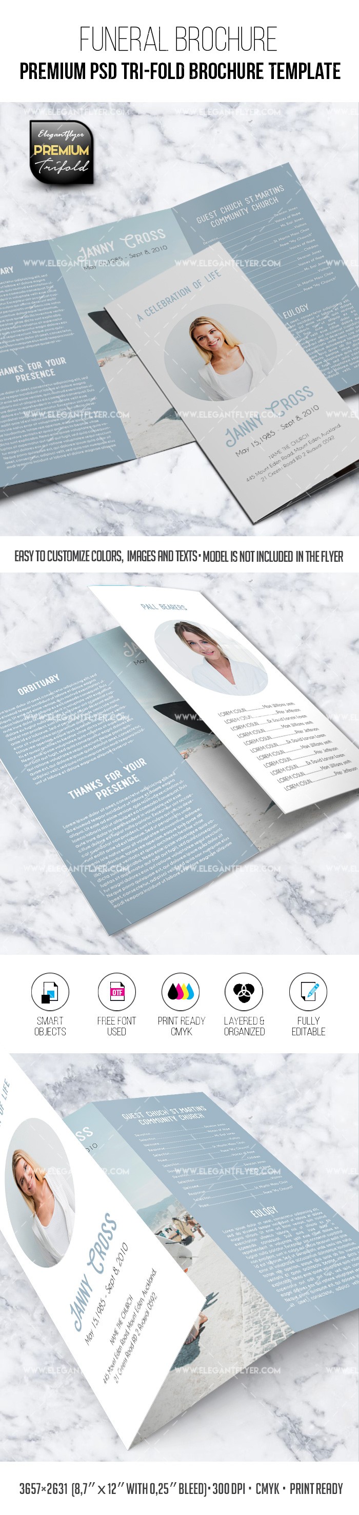Funeral – Premium PSD Tri-Fold Brochure Template by ElegantFlyer
