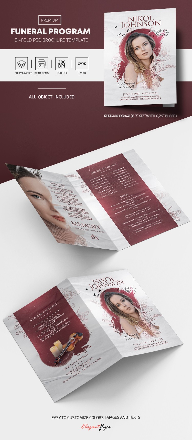 Programme d'événement du service funéraire by ElegantFlyer