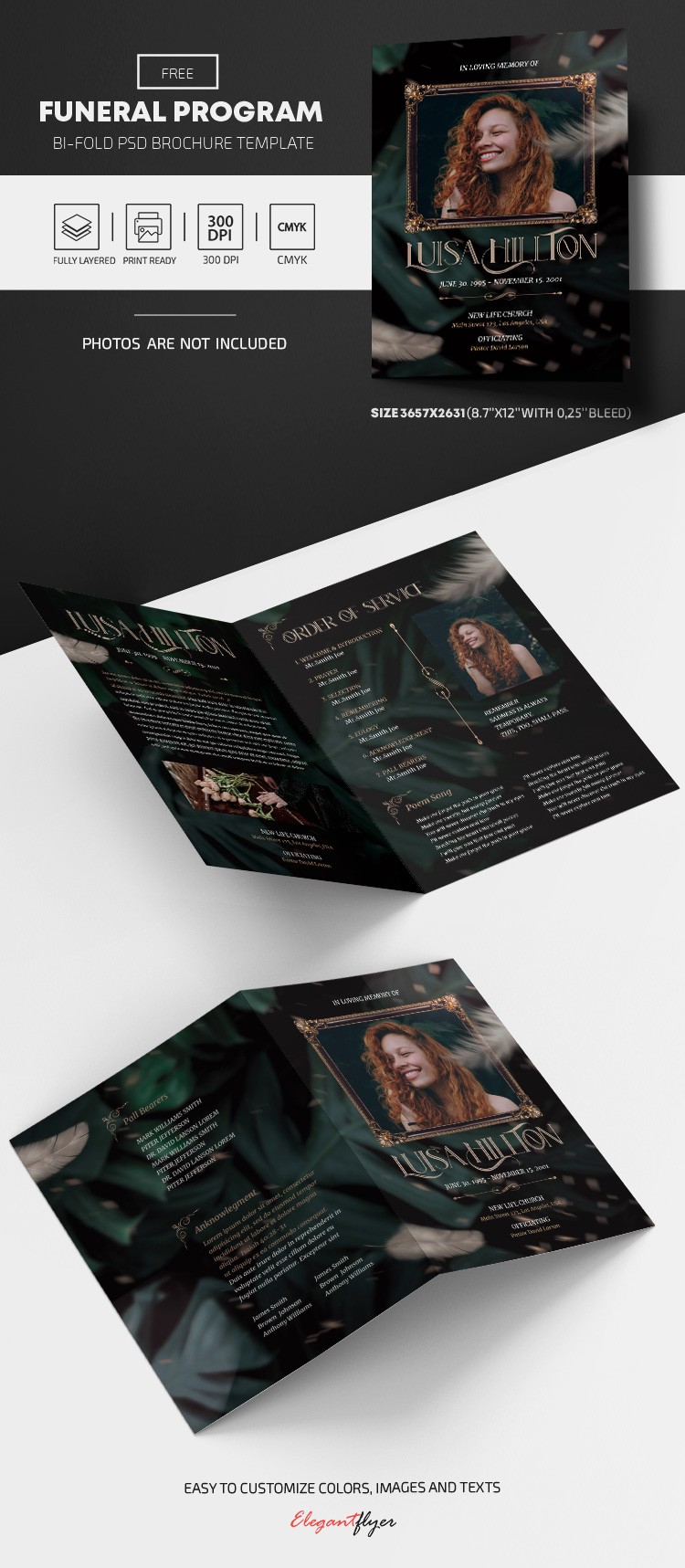 Programa de Funeral - Folheto Bi-Fold by ElegantFlyer