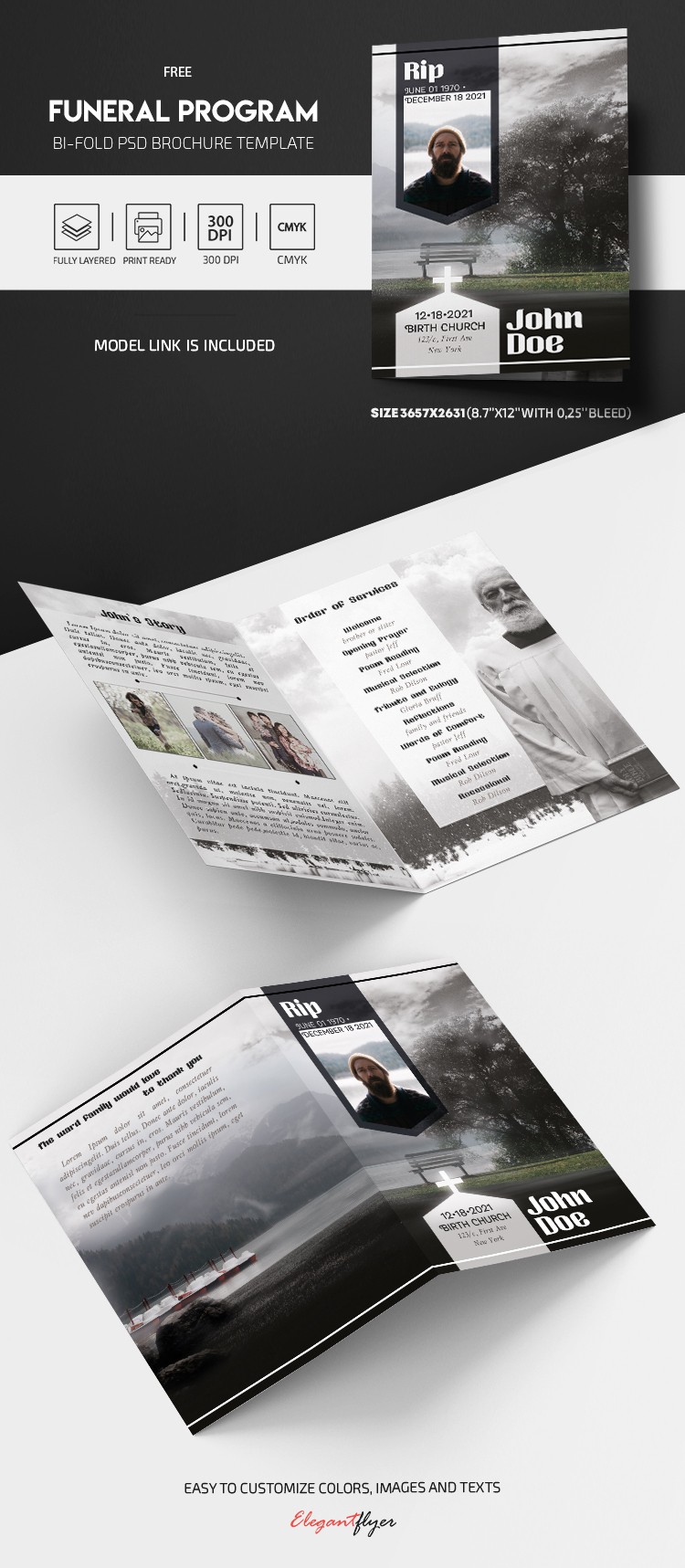 Funeral Program Bi-Fold Brochure by ElegantFlyer