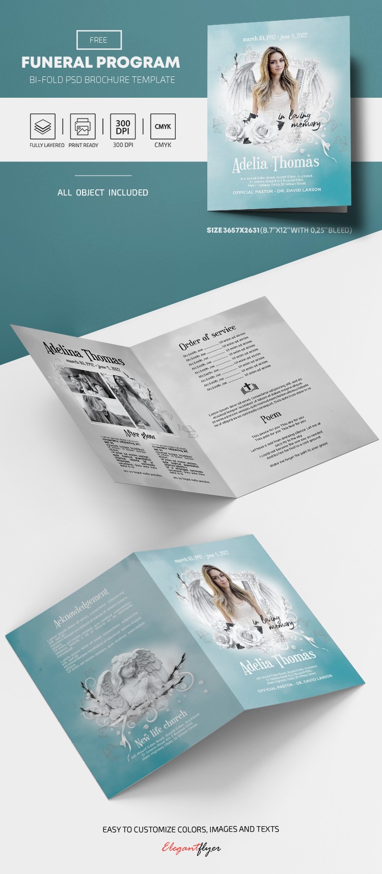 Funeral Program Free Bi Fold Brochure PSD Template 10032807 By 