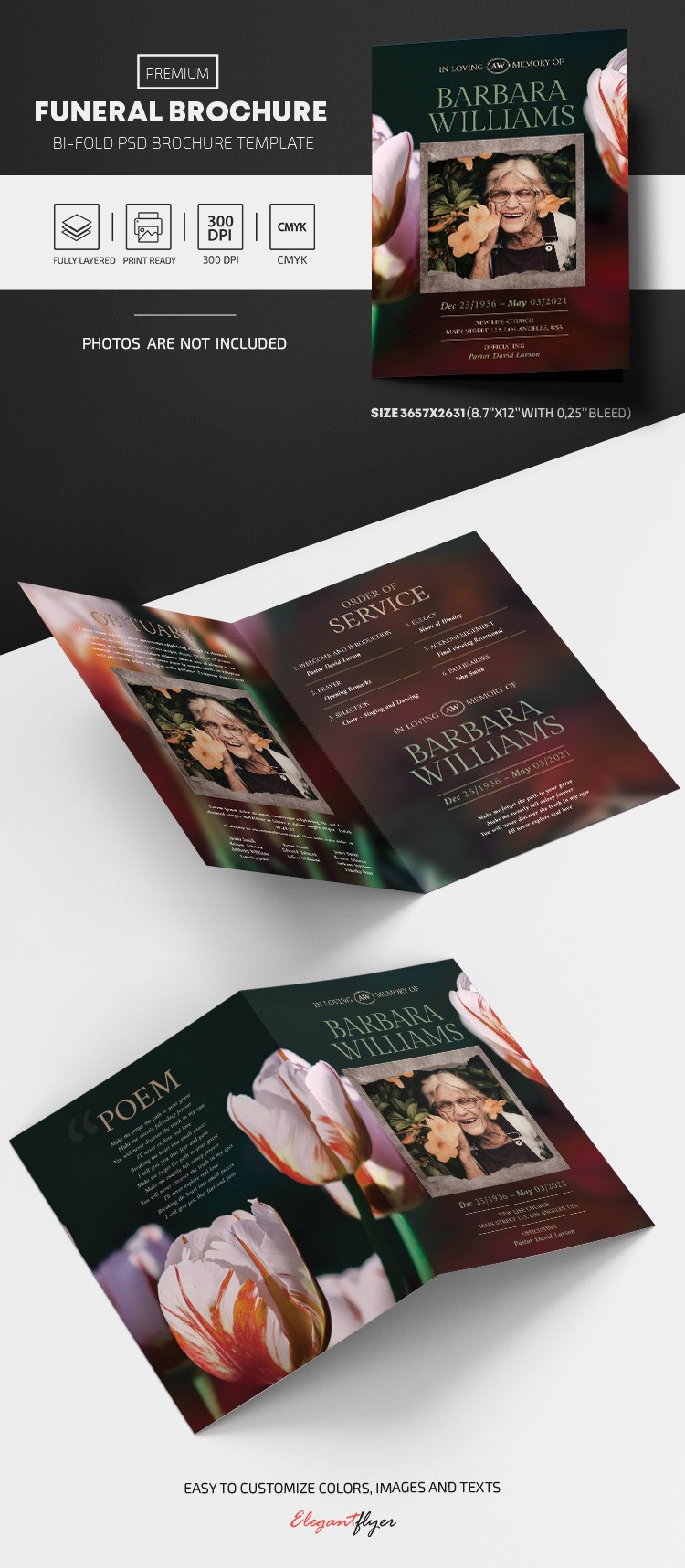Programme funéraire Brochure Bi-Fold by ElegantFlyer