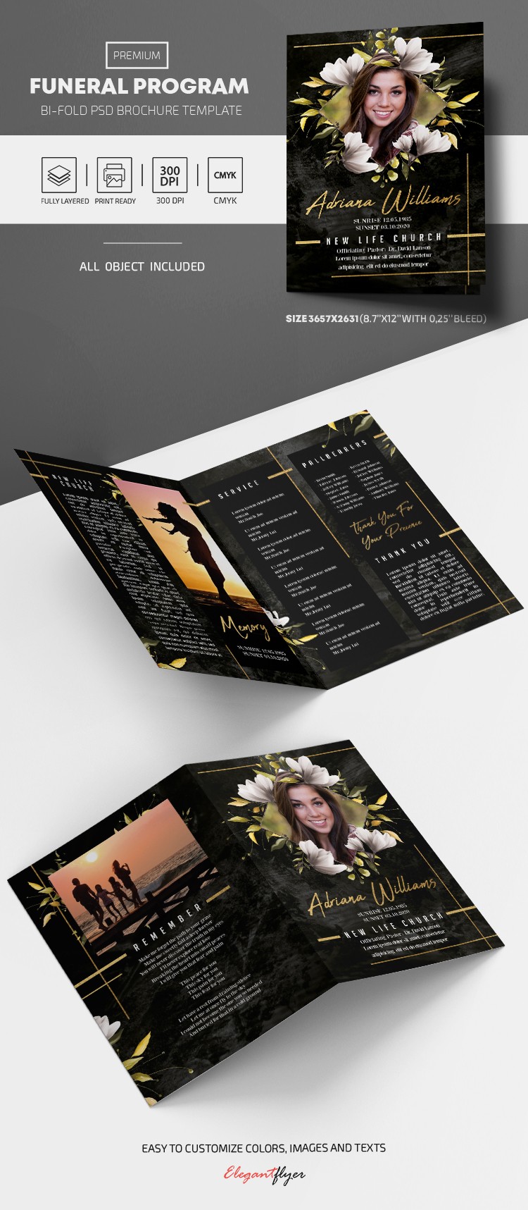 Programa do funeral em folheto. by ElegantFlyer