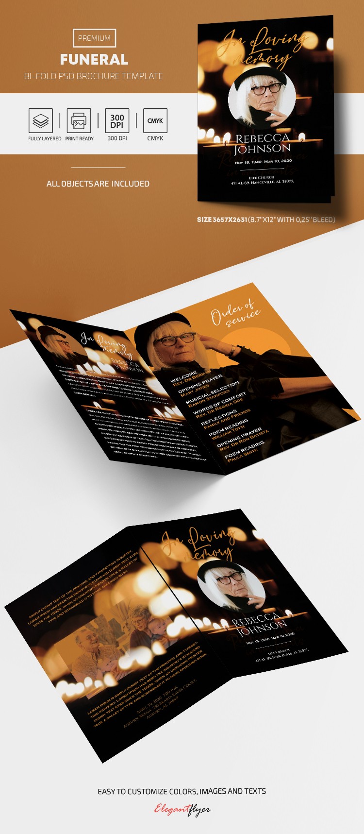 Funeral Program Bi-Fold Brochure by ElegantFlyer