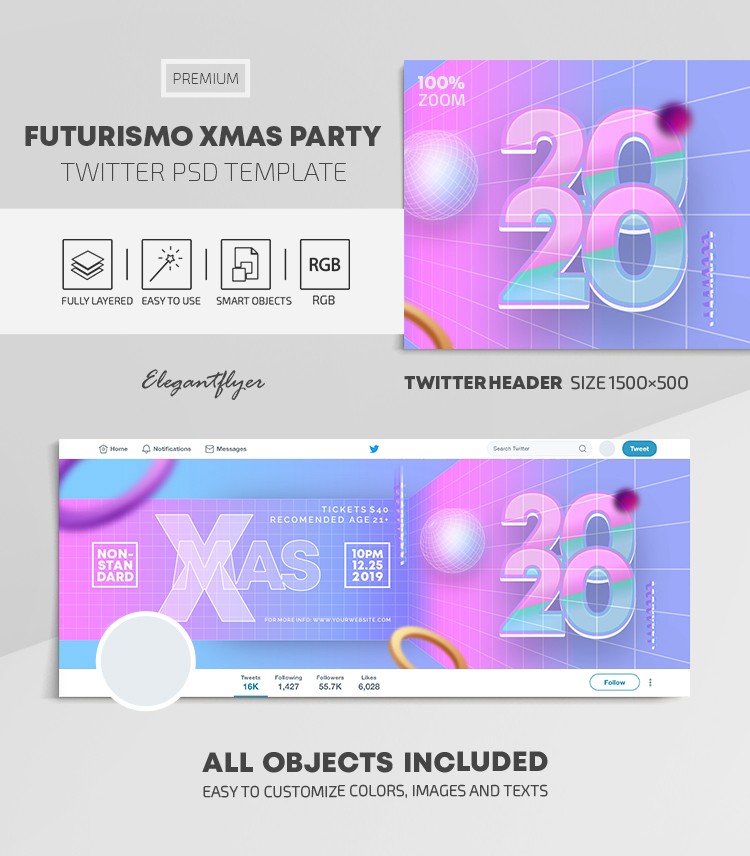 Futurismo Christmas Party Twitter by ElegantFlyer
