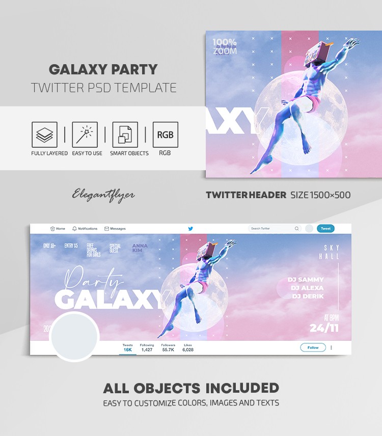 Galaxy Party Twitter by ElegantFlyer