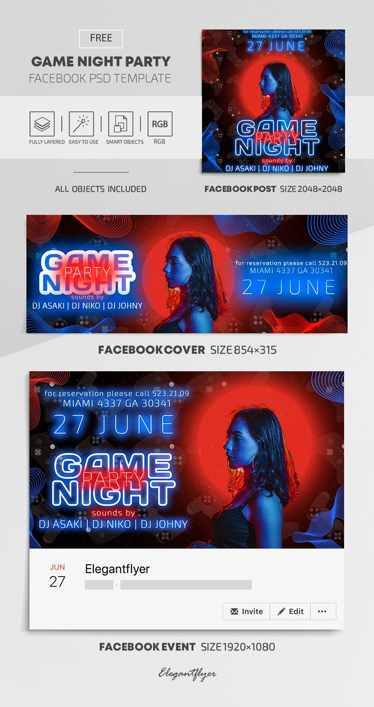 Festa serale di giochi su Facebook by ElegantFlyer