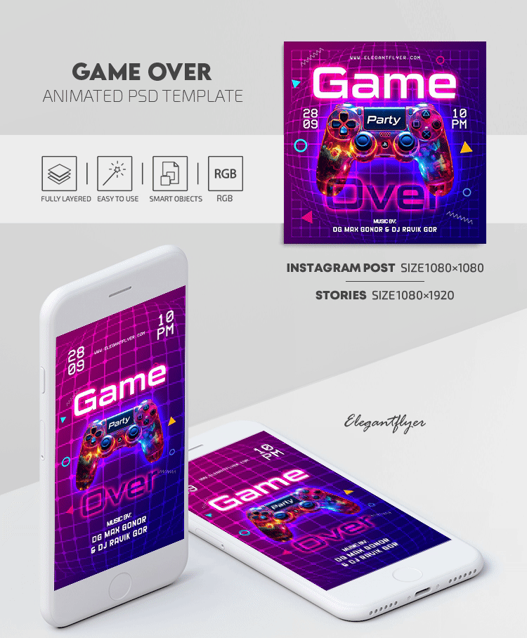 Purple Modern Game Over Premium Instagram Stories Template Animated