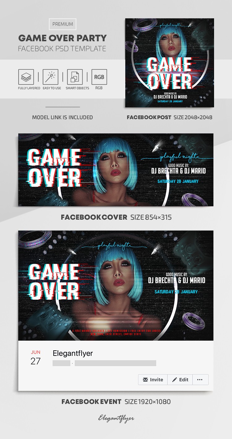 Game Over Party Facebook by ElegantFlyer