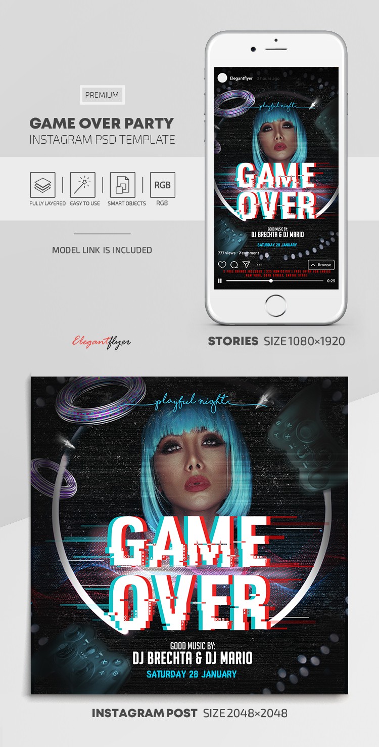 Game Over Party Instagram. by ElegantFlyer