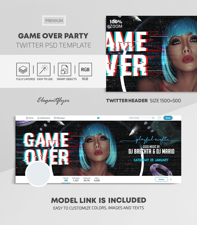 Game Over Party Twitter by ElegantFlyer