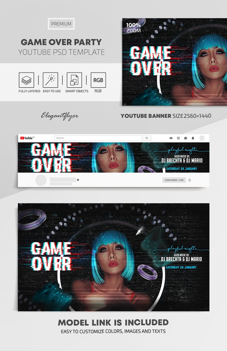 Game Over Party Youtube by ElegantFlyer