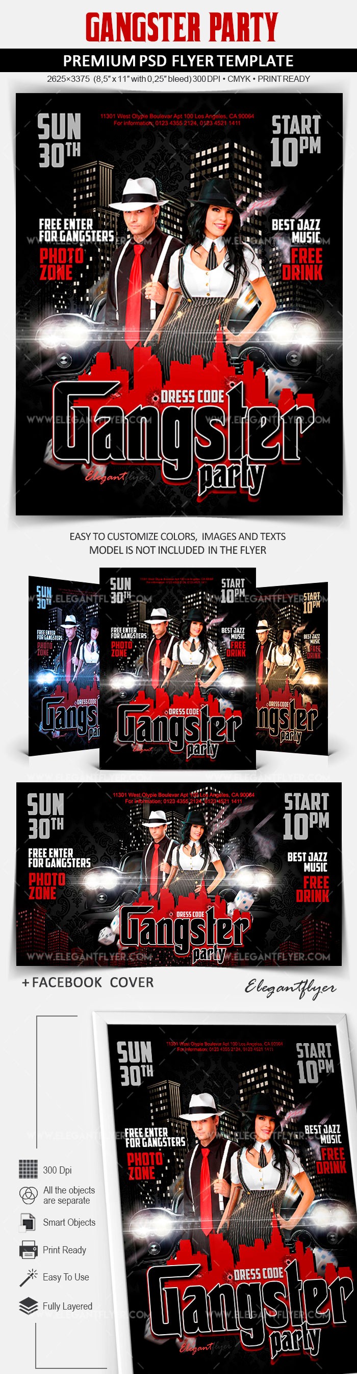 Gangster and Molls Party flyer template