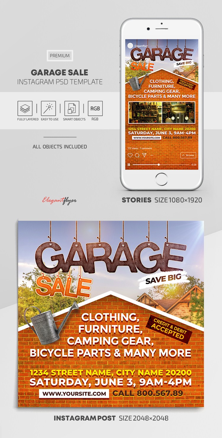 Venda de garagem no Instagram by ElegantFlyer