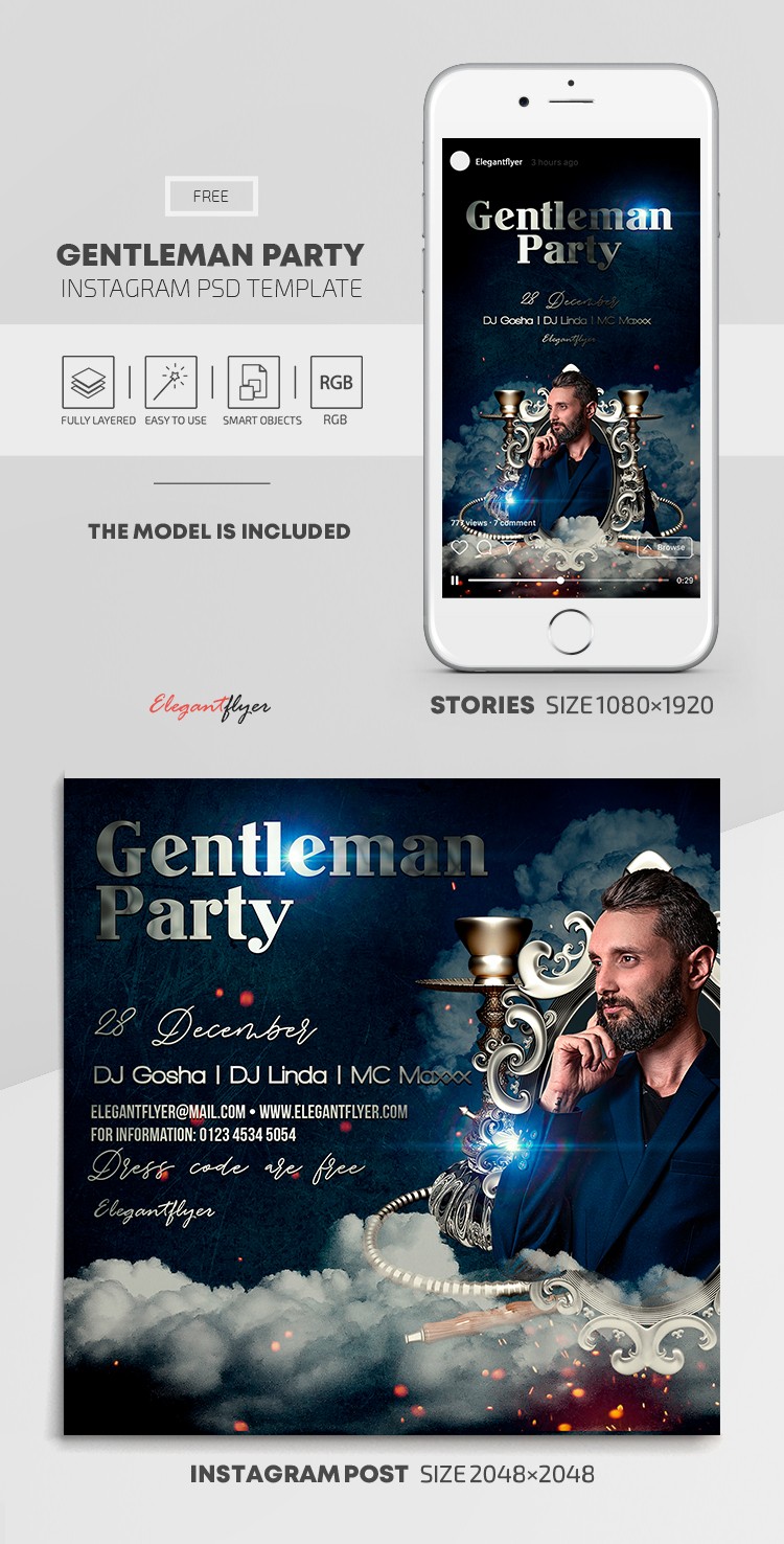Fête des Gentlemen Instagram by ElegantFlyer
