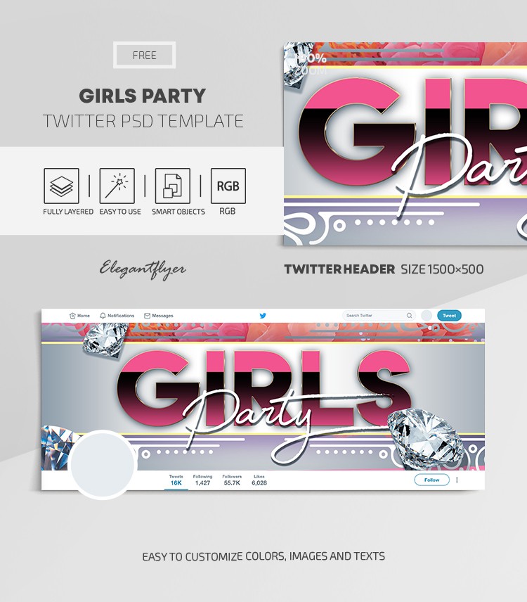 Fête des filles Twitter by ElegantFlyer