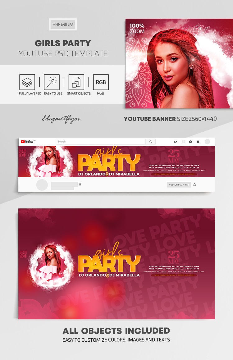 Mädchen-Party Youtube by ElegantFlyer