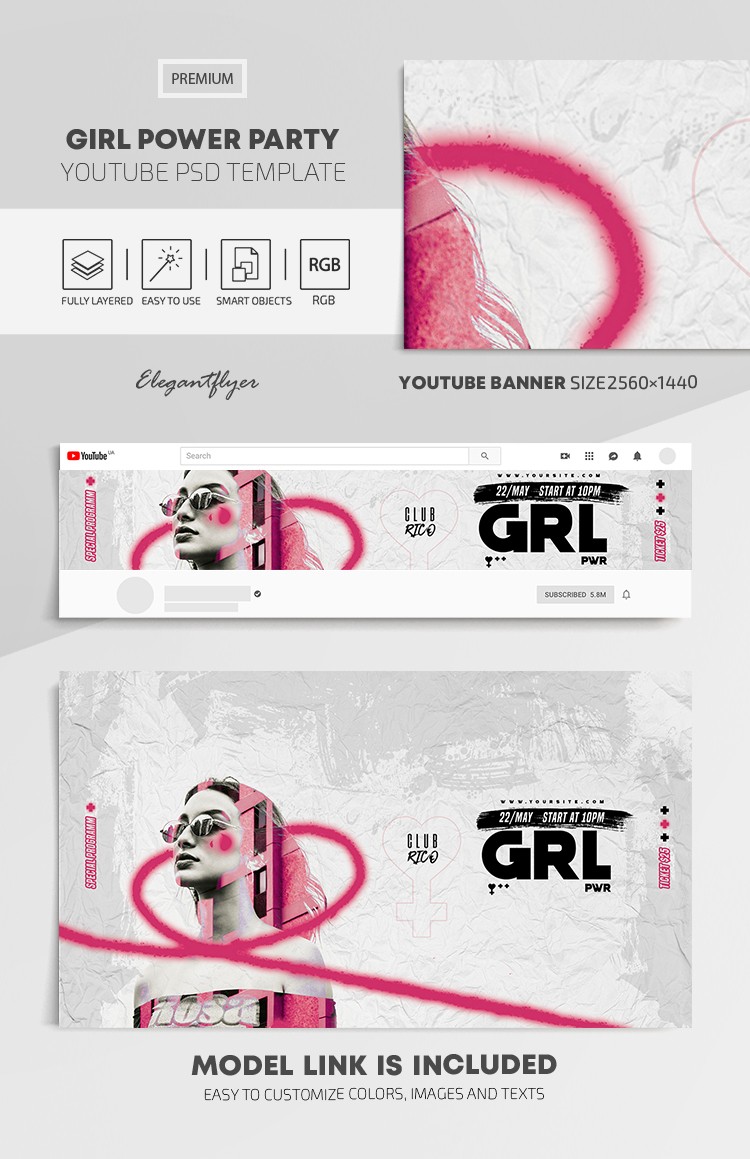 Festa del potere delle ragazze su Youtube by ElegantFlyer