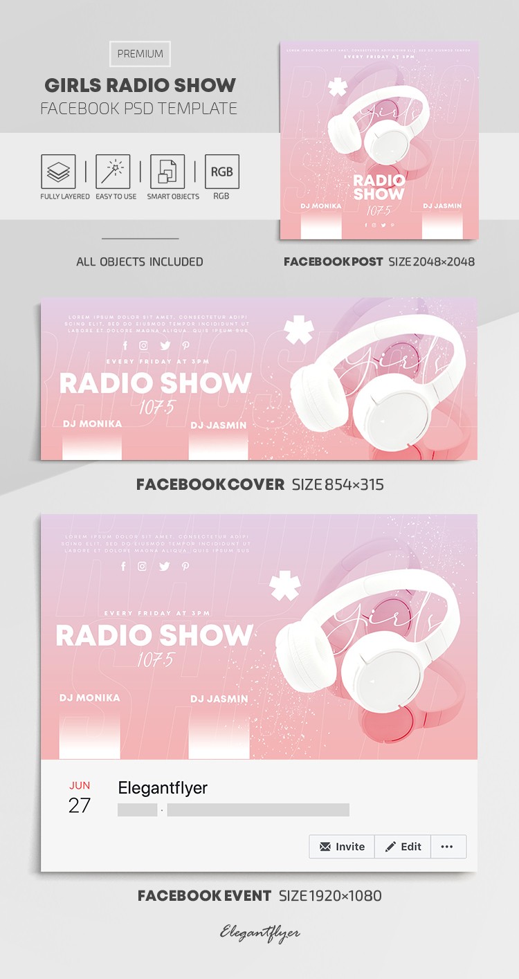Girls Radio Show Facebook by ElegantFlyer