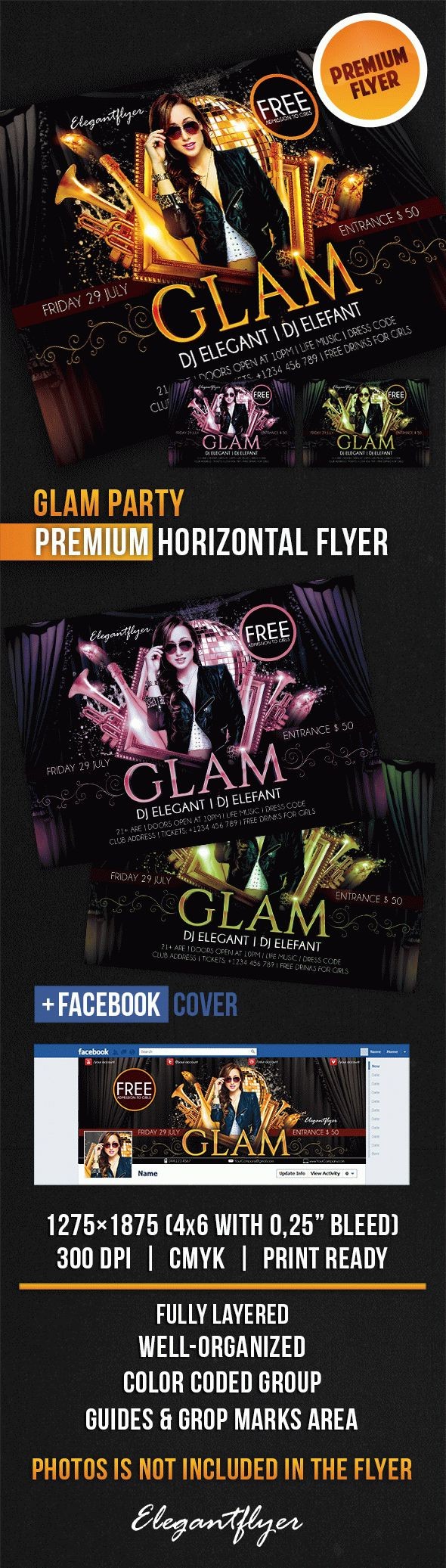 Dj Glam Party Poziomy by ElegantFlyer