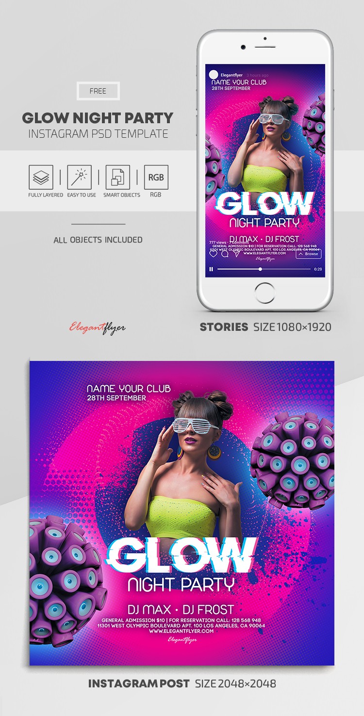 Soirée Glow Night Party sur Instagram by ElegantFlyer