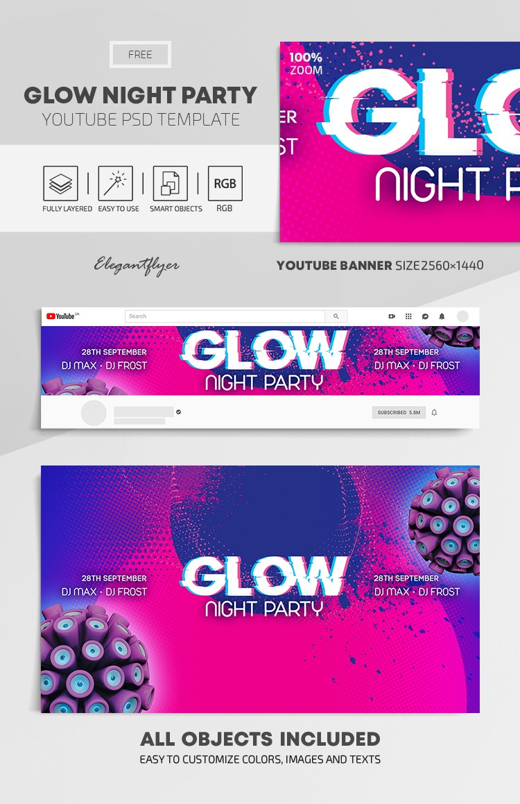 Glow Night Party Youtube (Fête de nuit lumineuse sur Youtube) by ElegantFlyer