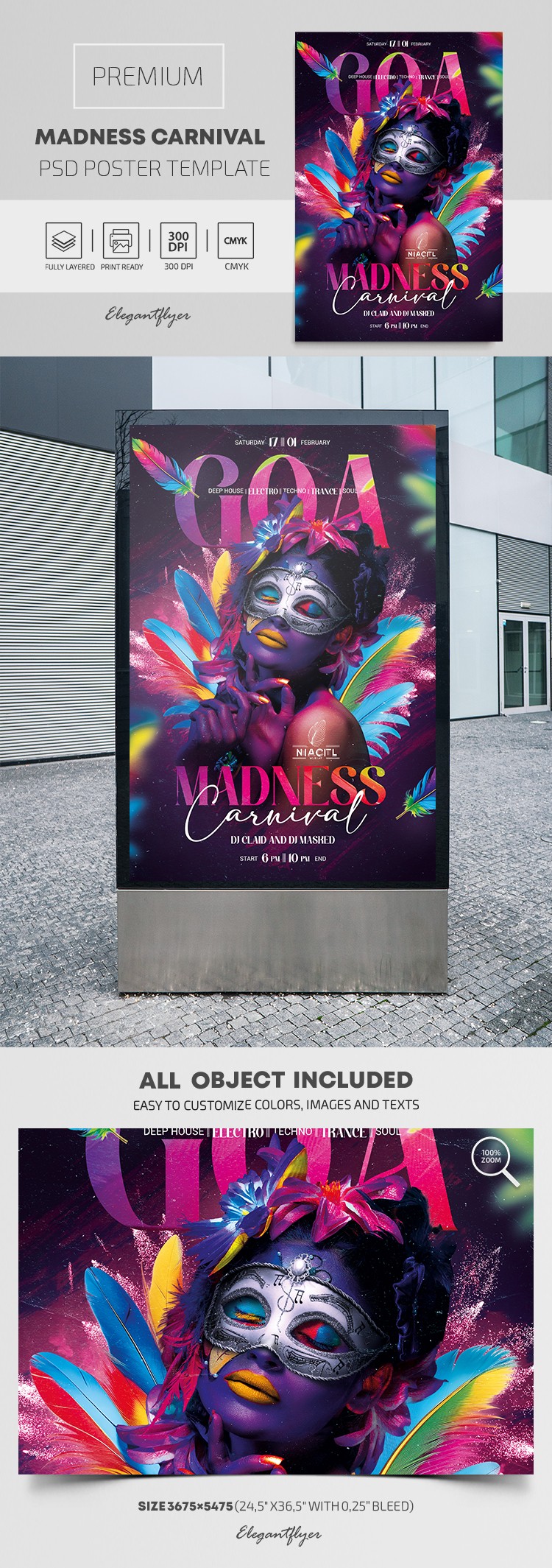 Multicolor Colorful GOA madness Carnival Premium Poster Template PSD | by  Elegantflyer