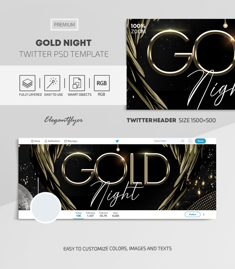 Gold Night Twitter by ElegantFlyer