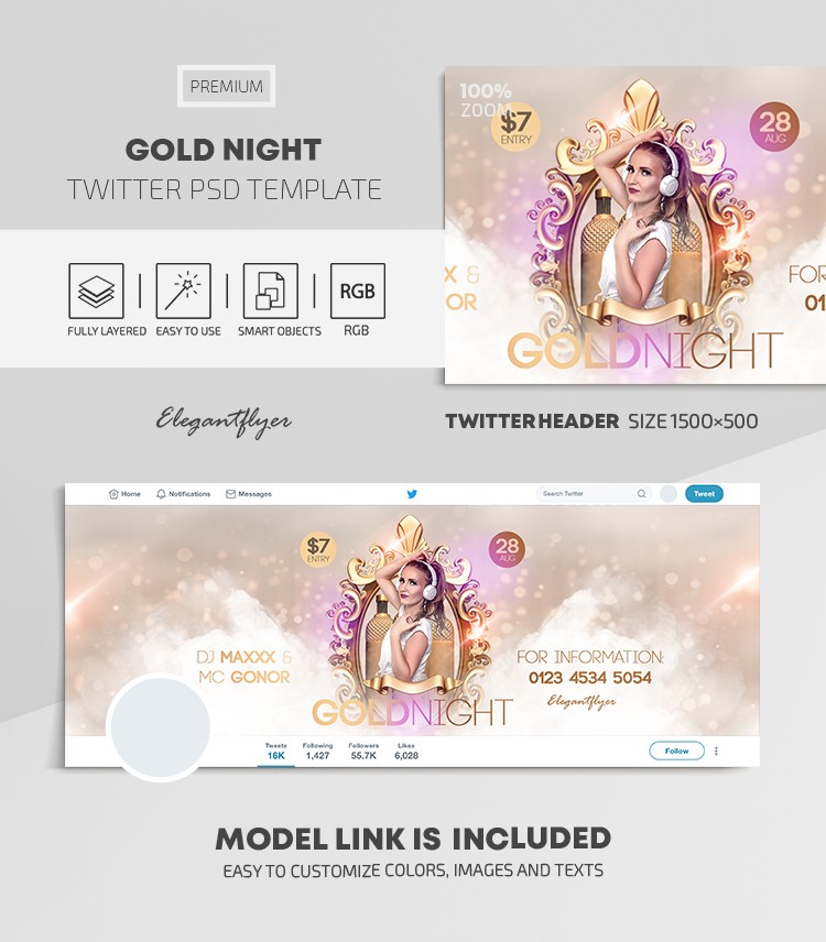 Goldene Nacht Twitter by ElegantFlyer