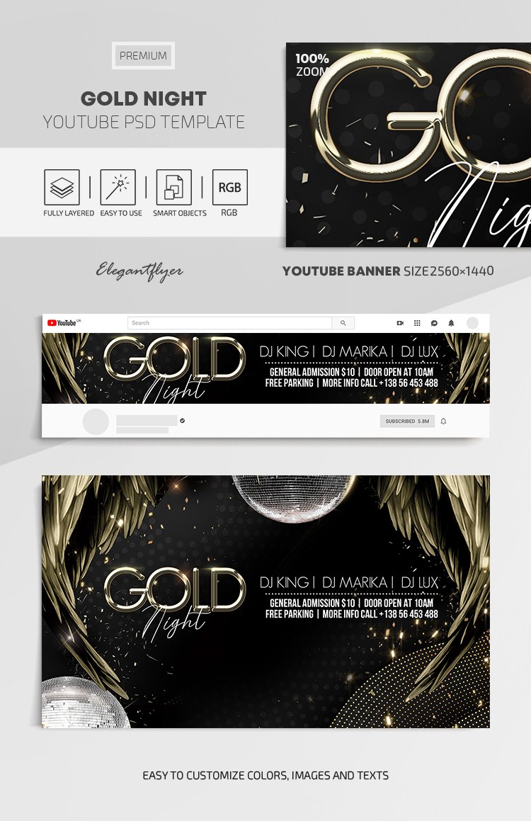 Gold Night Youtube by ElegantFlyer