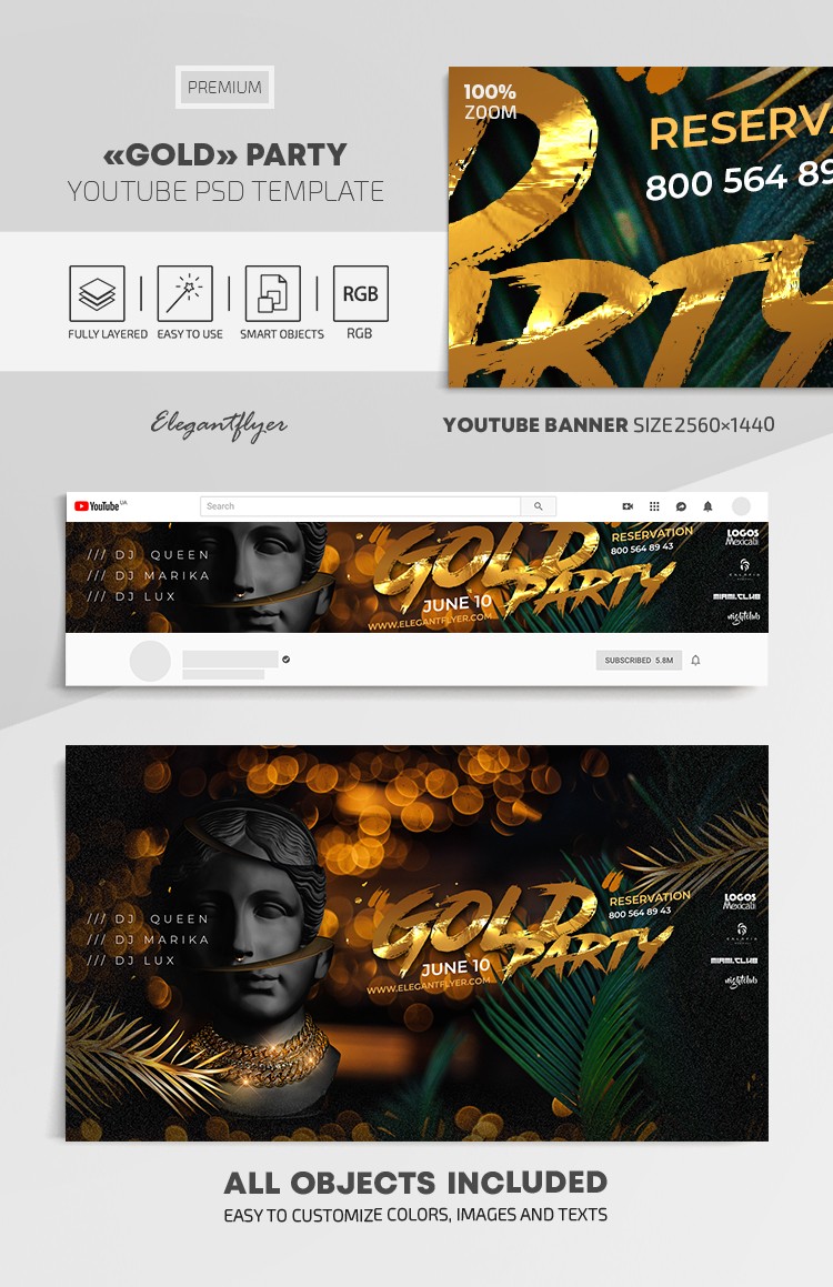 Gold Party Youtube by ElegantFlyer