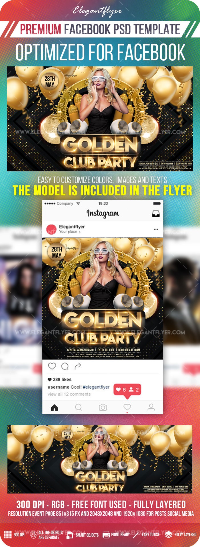 Golden Club Party Facebook by ElegantFlyer