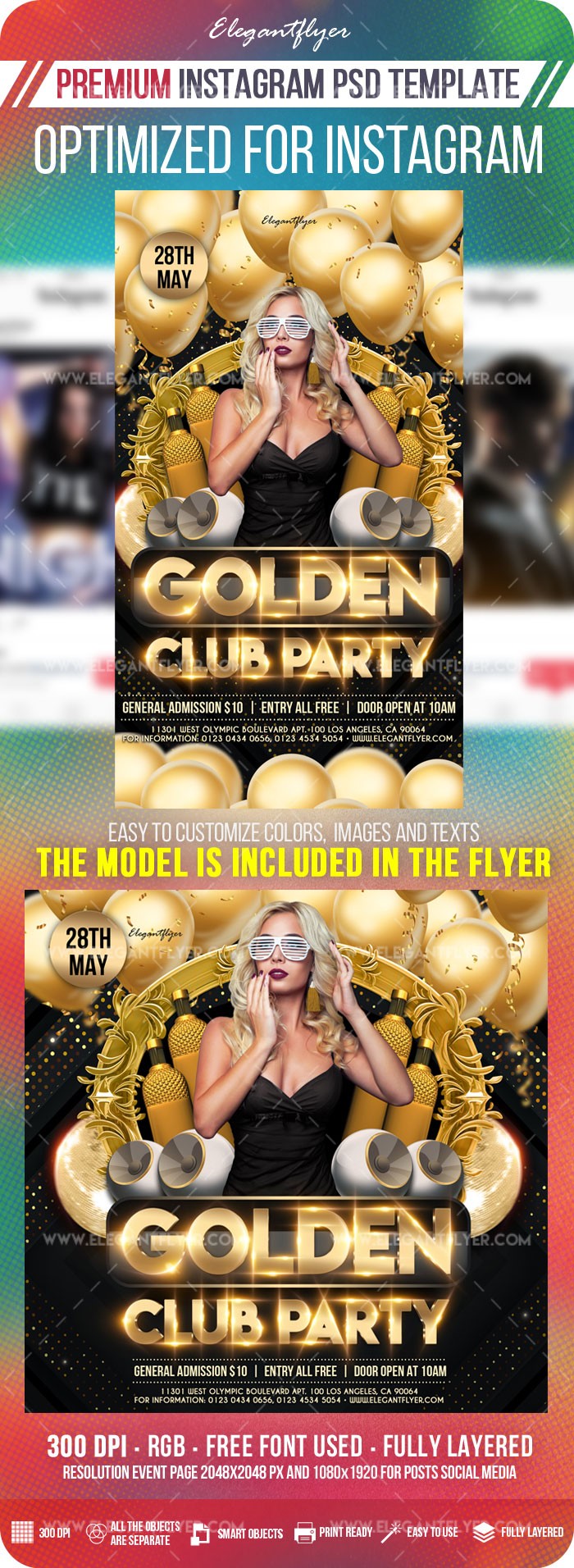 Goldene Club-Party Instagram by ElegantFlyer